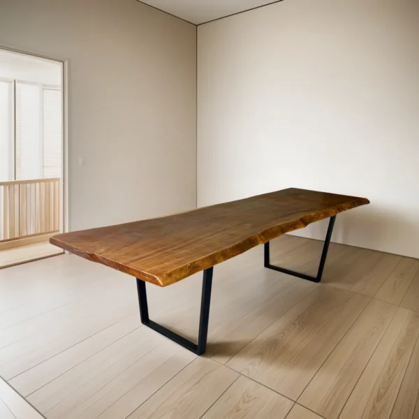 Mesa Tampo Único Madeira Maciça Industrial Borda Orgânica 180x90