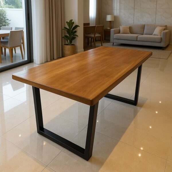 Mesa De Jantar Industrial Tampo Madeira Maciça 240x90x78cm