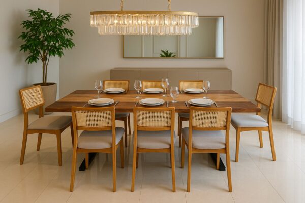Mesa De Jantar Industrial Tampo Madeira Maciça 240x90x78cm - Image 3