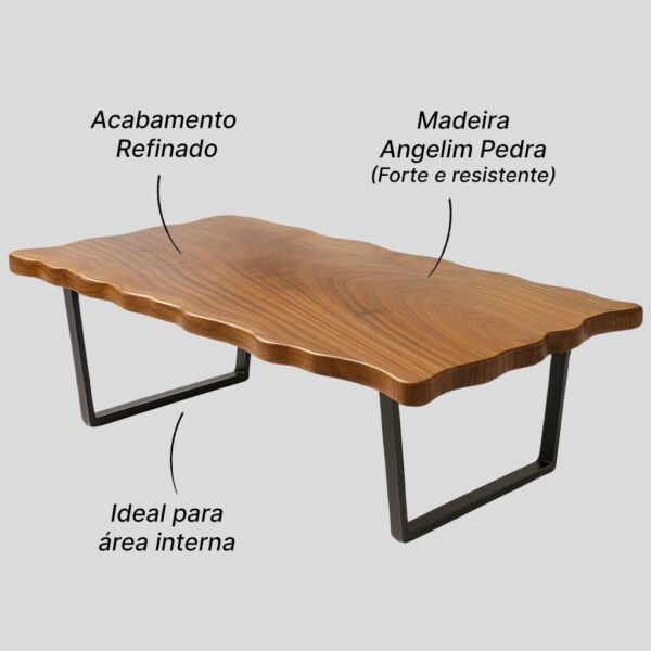 Mesinha de Centro Borda Orgânica em Angelim Pedra - Image 2