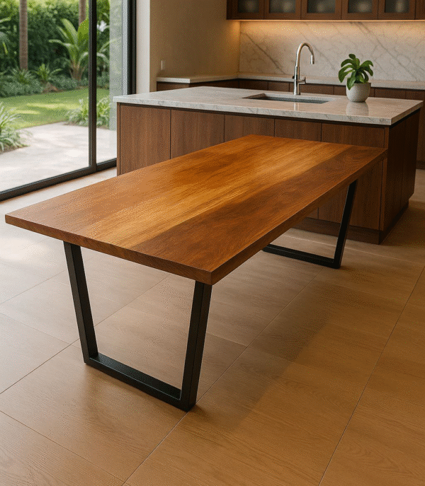 Mesa De Jantar Industrial Tampo Madeira Maciça 250x90x78 - Imagem 5
